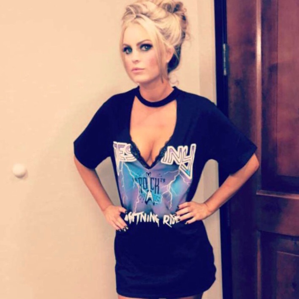 PrettyYoungThing rock band T shirt Dress Sz small