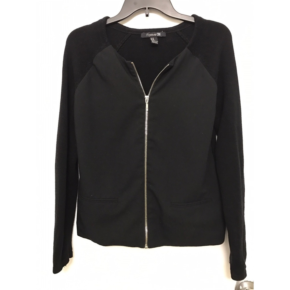 Black Zip Knit Sweater Top