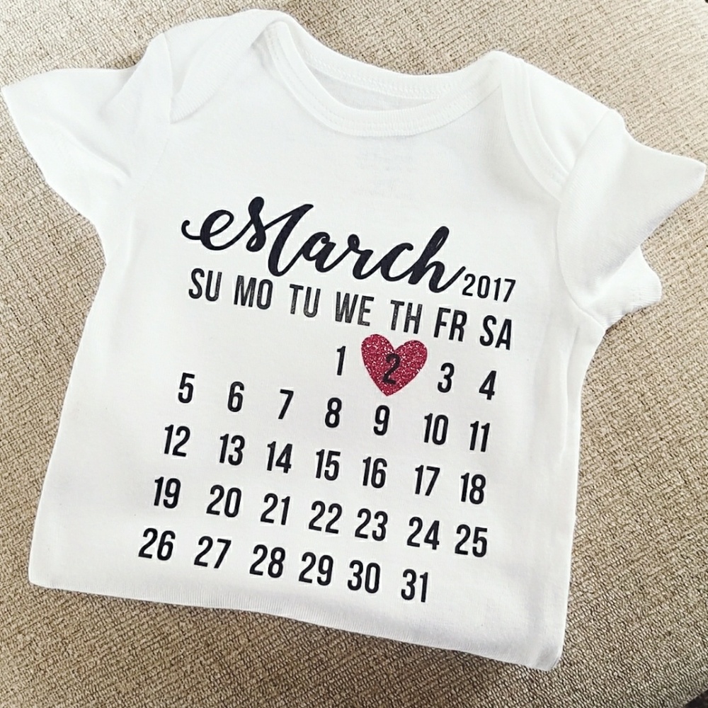 Customized Calendar Onsie (Made to order!)