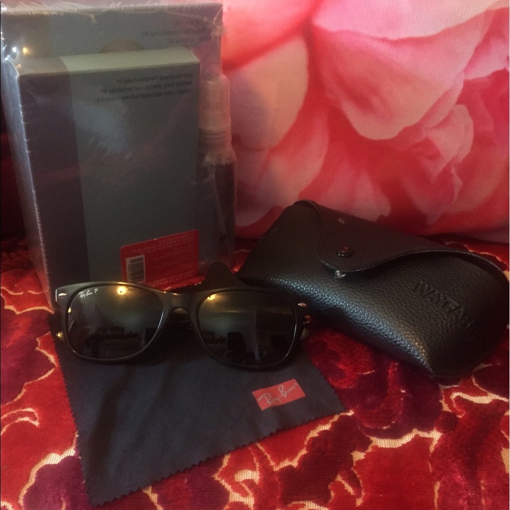 Polarized Ray-Ban Wayfarers w/lens cleaner