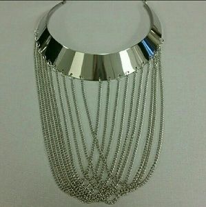 Silver choker with attached chains