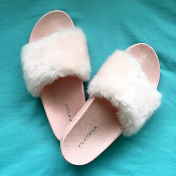steve madden fur slip ons