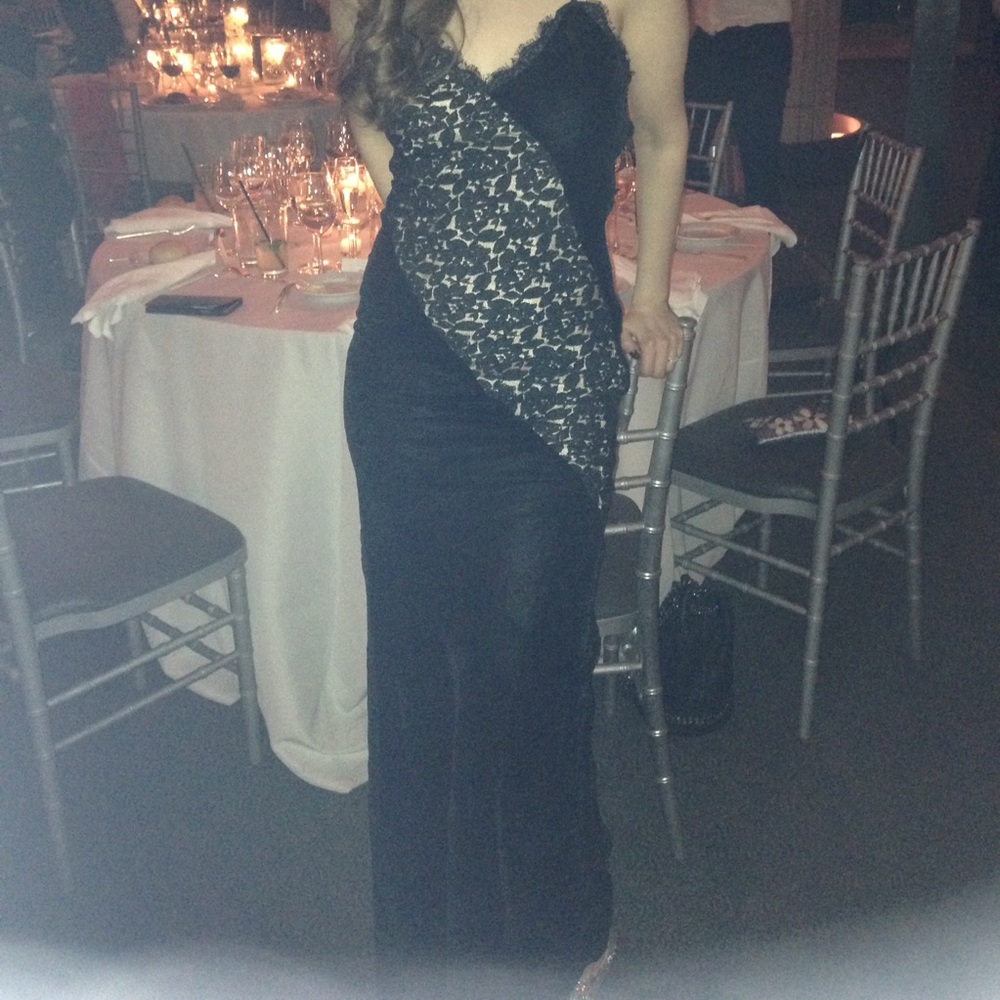 NWOT Candela Silk Velvet and Lace Gown