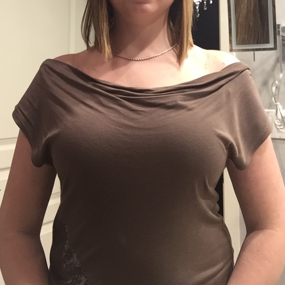 Brown sequin long, off the shoulder top - Picture 2 of 3
