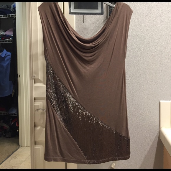 Brown sequin long, off the shoulder top - Picture 3 of 3
