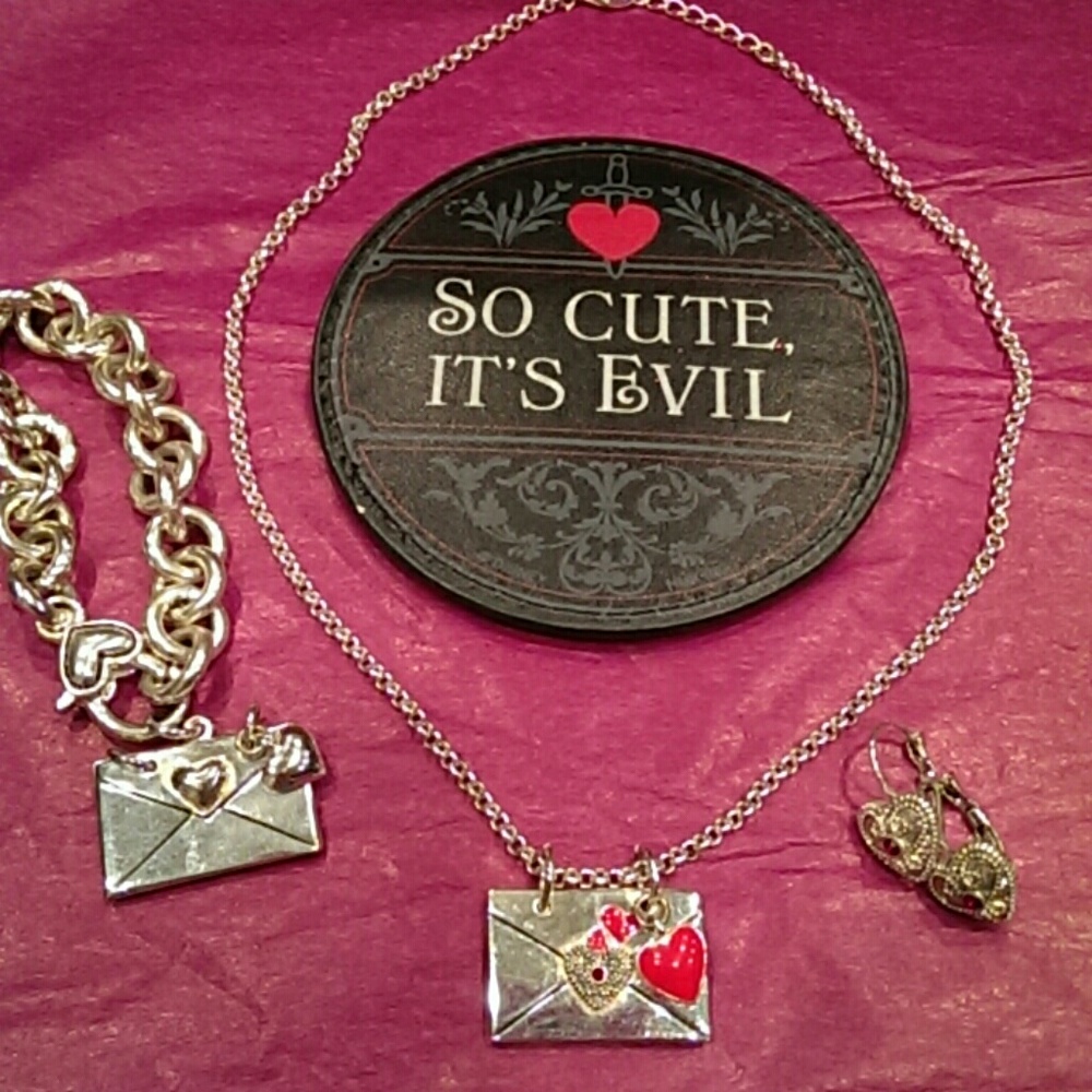 Silver I love my heart belongs to you necklace set