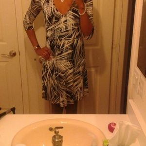 Black and White Faux Wrap Dress EUC