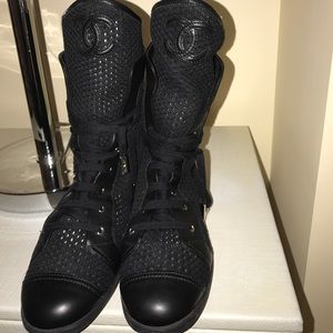Chanel Knitted Combat Boots