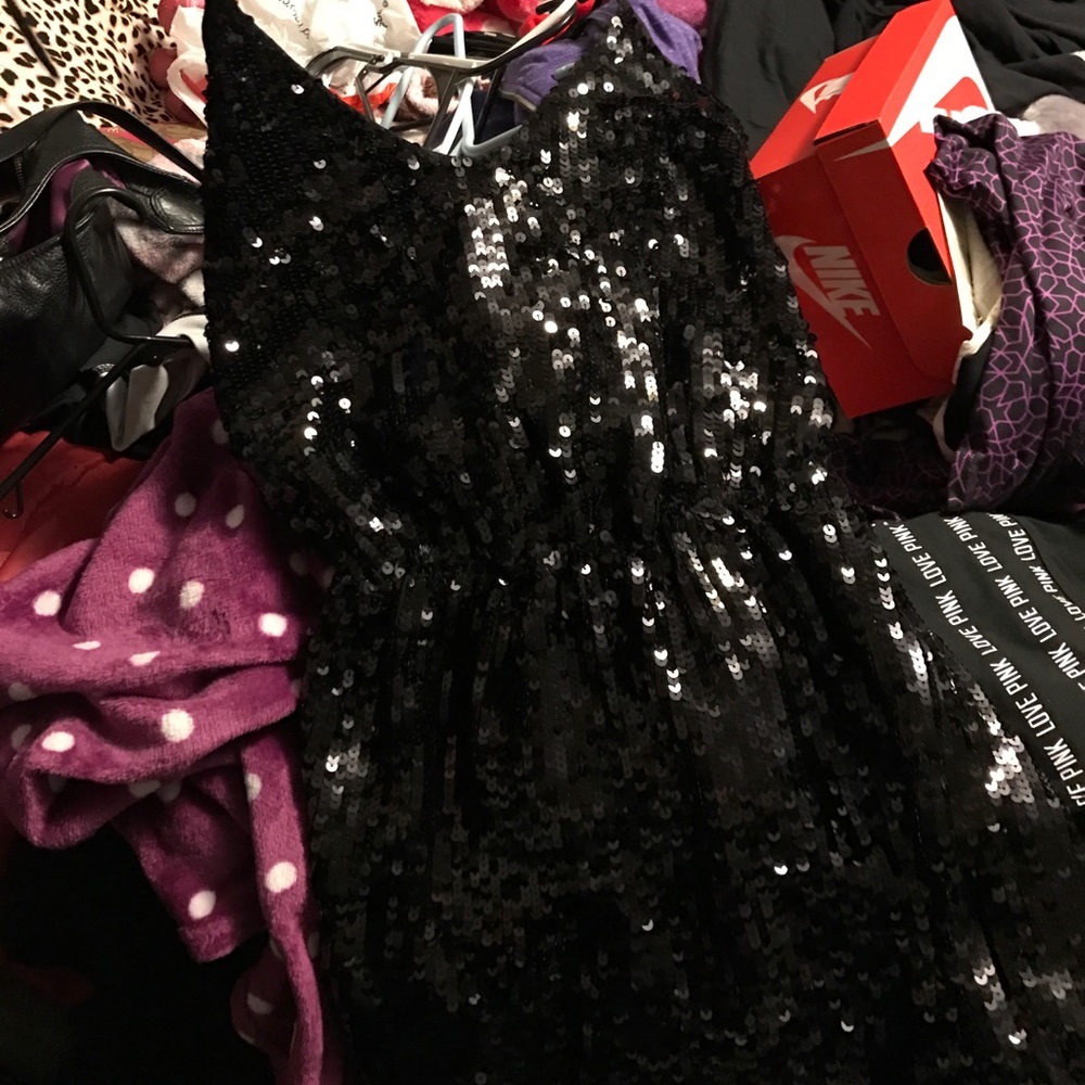 Victoria secret sequin black halter dress