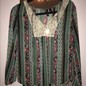 Full Tilt Green Bohemian Blouse
