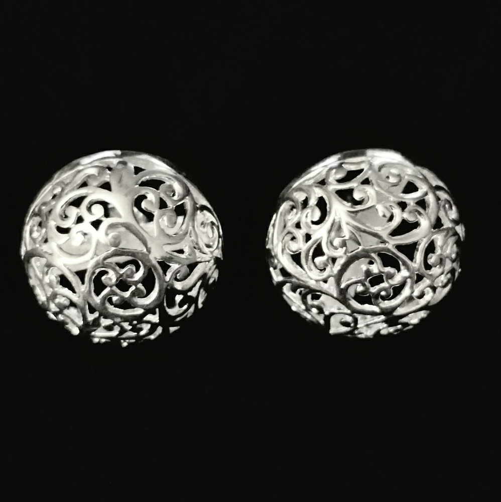 🍃⚘️925 Sterling Silver Filigree Floral Necklace & Earring Set - Picture 3 of 6