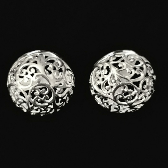 🍃⚘️925 Sterling Silver Filigree Floral Necklace & Earring Set - Picture 3 of 6