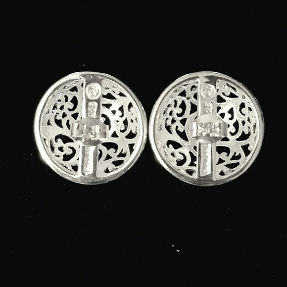 🍃⚘️925 Sterling Silver Filigree Floral Necklace & Earring Set - Picture 4 of 6