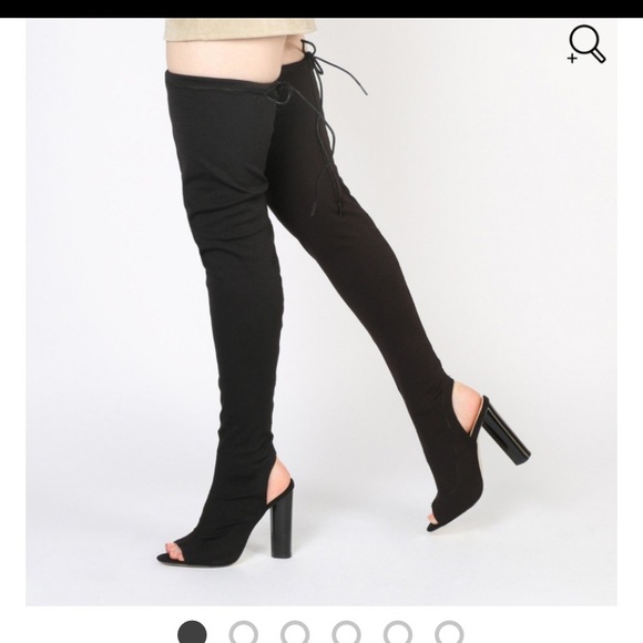 Shoes - Sydney Peep Toe Sock Fit Boots