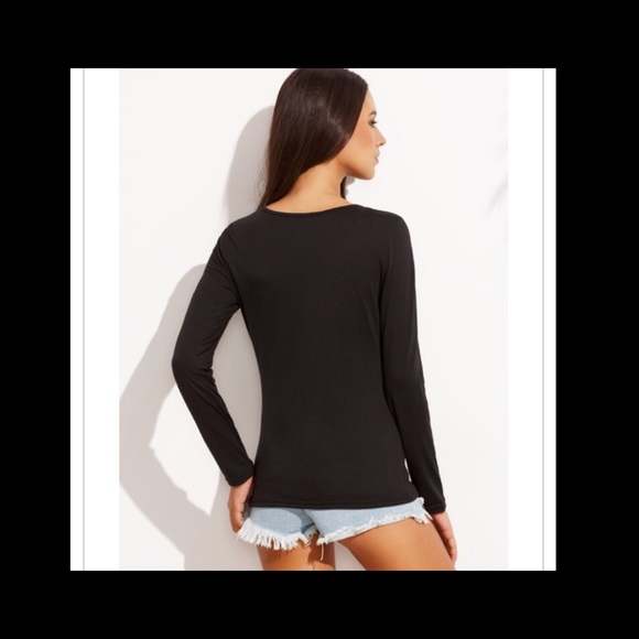 Black Criss-Cross V-Neck - Picture 4 of 4