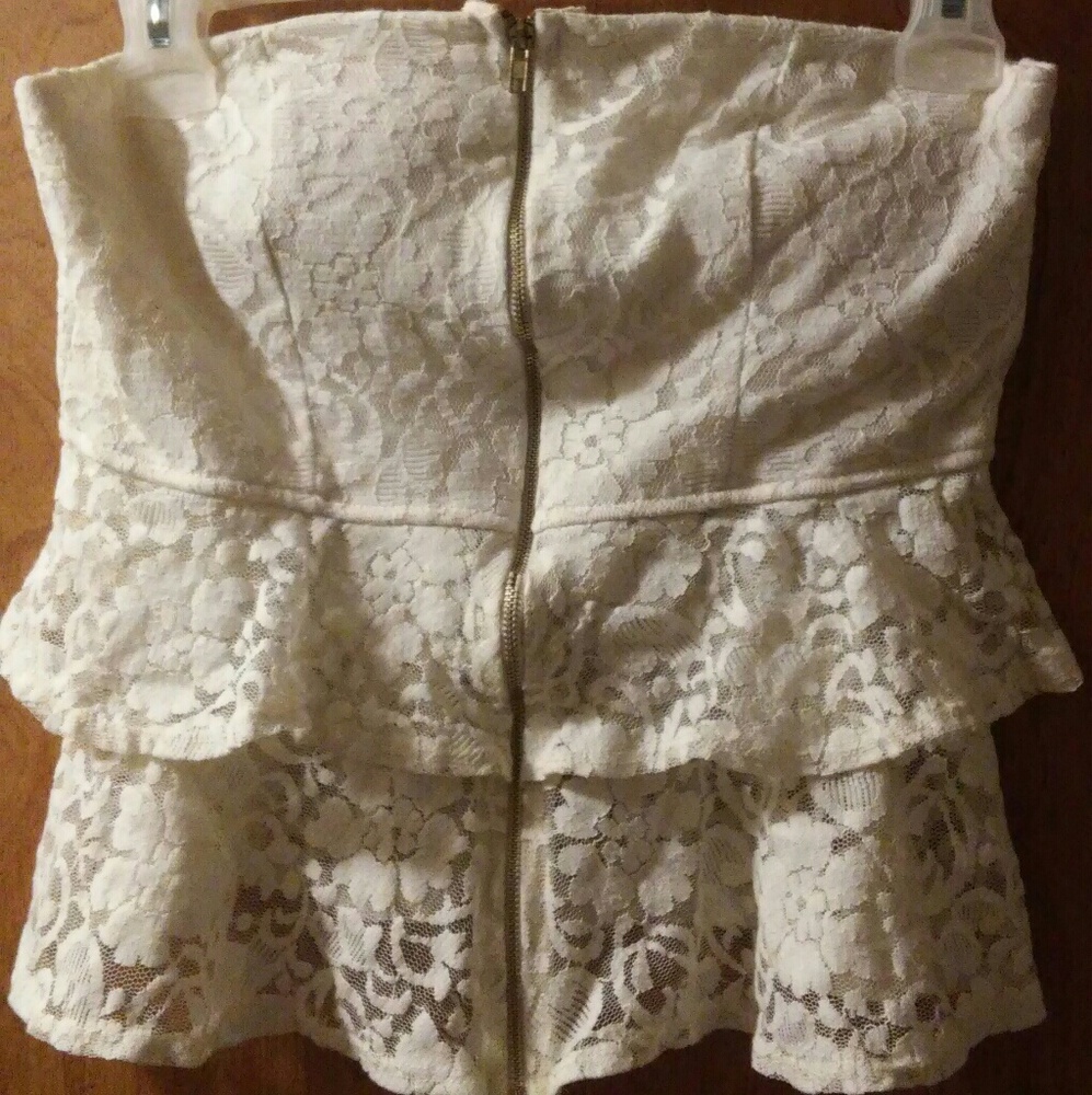 Charlotte Russe Strapless layered lace Top