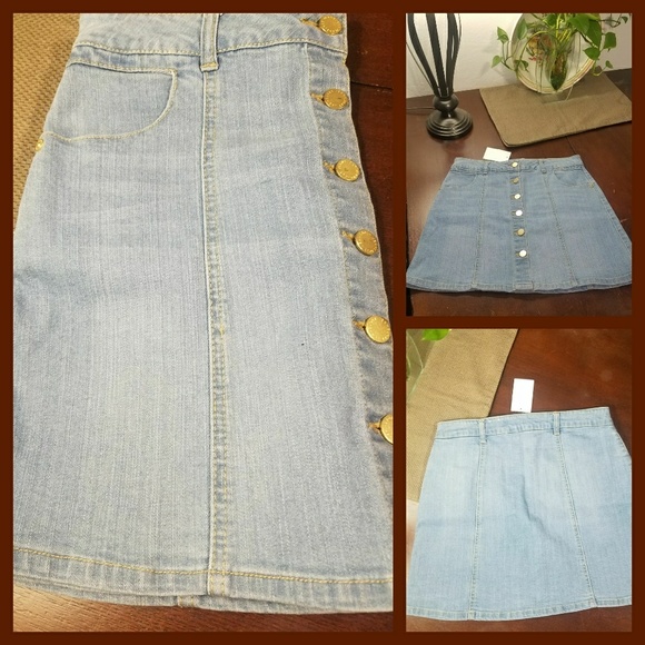 NWT Jolt Button Down Denim Mini Skirt - Picture 2 of 3