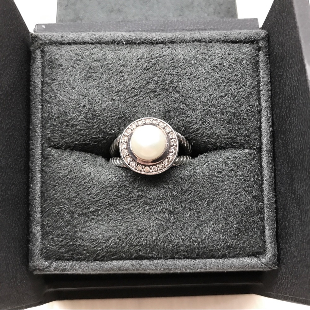 David Yurman Petite Cerise Ring w/ Pearl&Diamonds