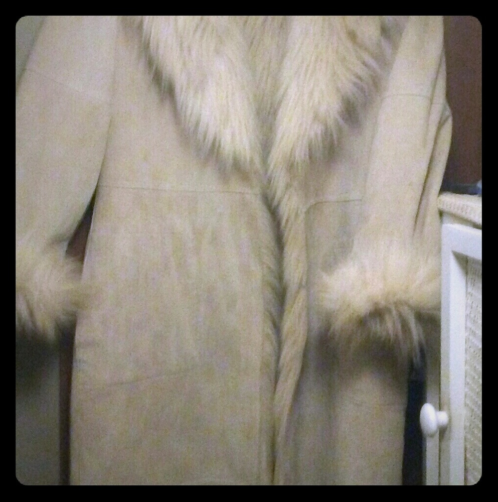 Cami long 100% leather fur coat
