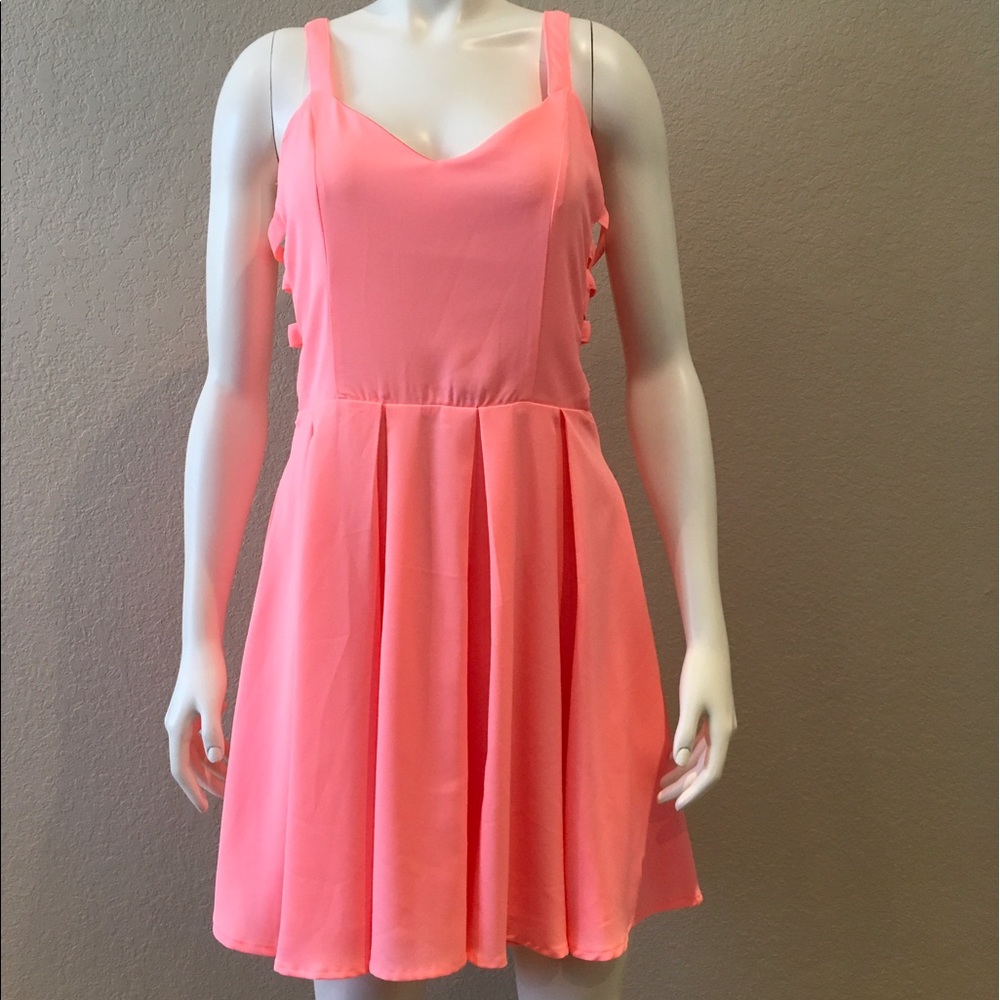 Francesca's Coral Side Cutout Dress