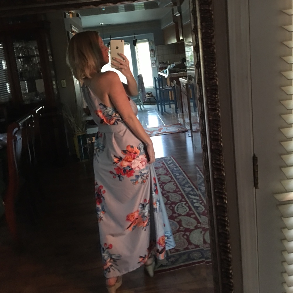 Foxy 5🌟Fav Garden Party Floral Halter Maxi Dress - Picture 3 of 6