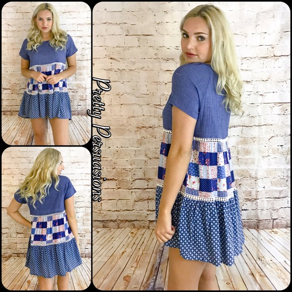 NWT Patchwork Print Boho Dress - Picture 2 of 4