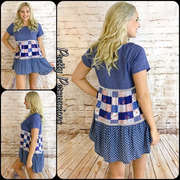 NWT Patchwork Print Boho Dress - Picture 3 of 4