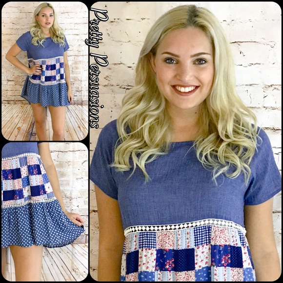 NWT Patchwork Print Boho Dress - Picture 4 of 4