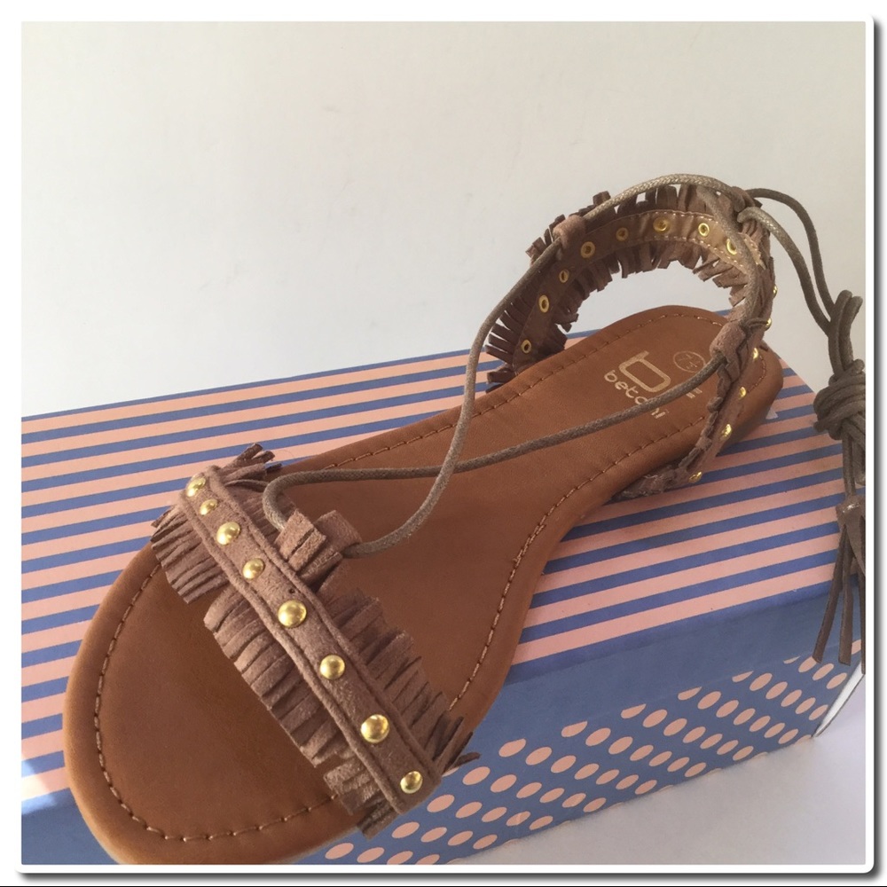 Taupe Lace Up Sandals - Picture 3 of 4