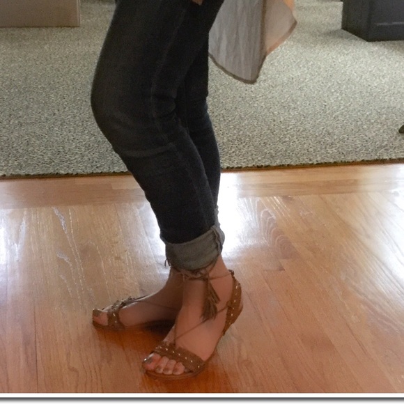 Taupe Lace Up Sandals - Picture 4 of 4