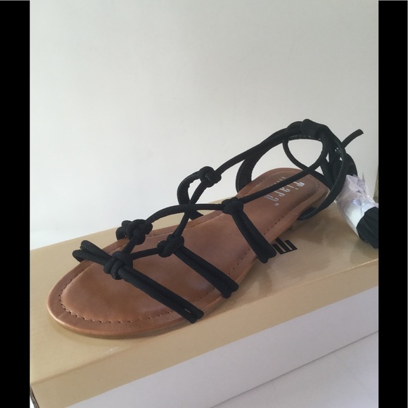 Black Lace Up Sandals - Picture 3 of 4