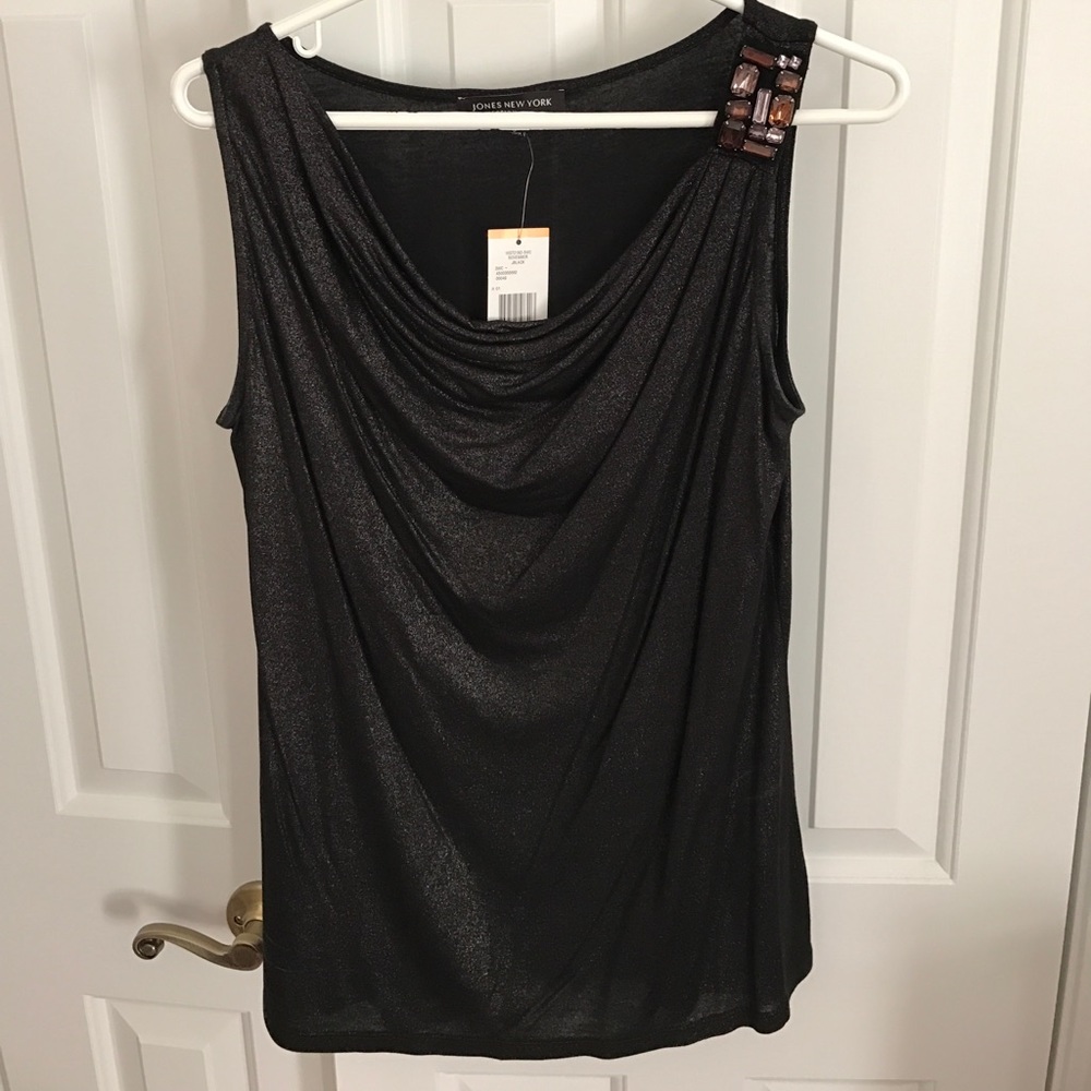 Black shimmer tank top Size S