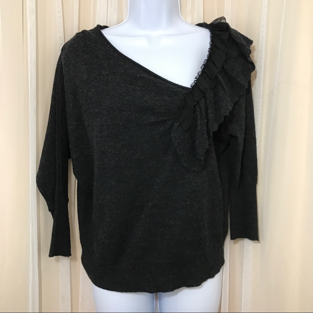 Anthropologie Knitted & Knotted Ruffle Sweater
