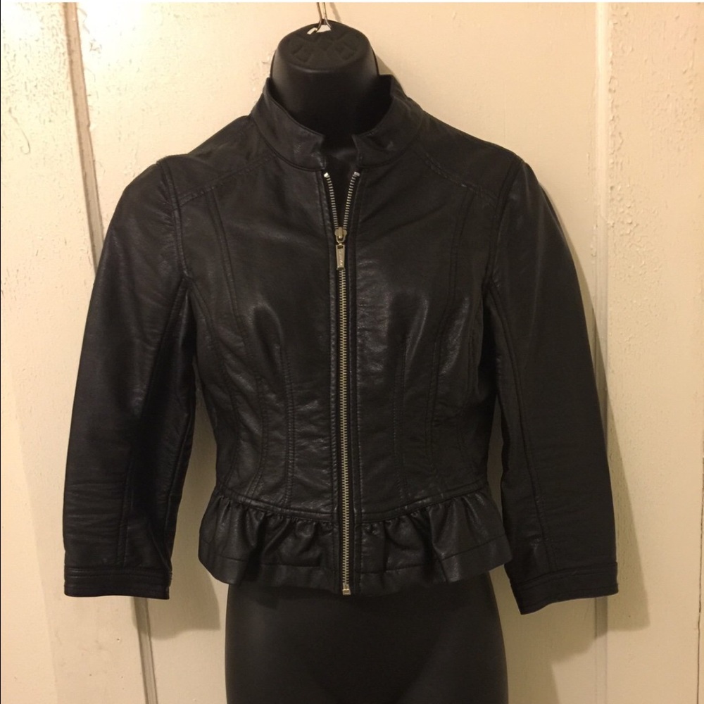 Guess Vegan Leather Cropped Jacket