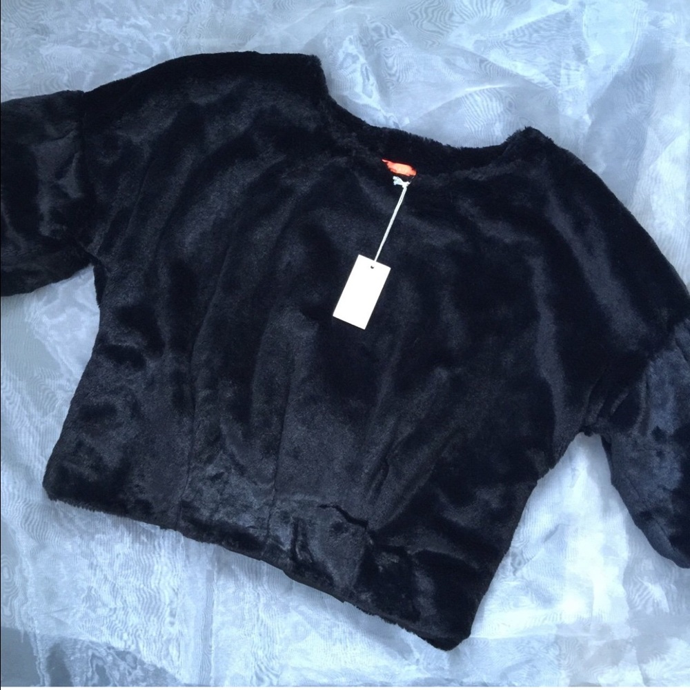 Urban Outfitters Cropped Faux Fur Sweater NWT