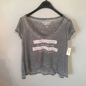 cropped bethany mota distressed tee