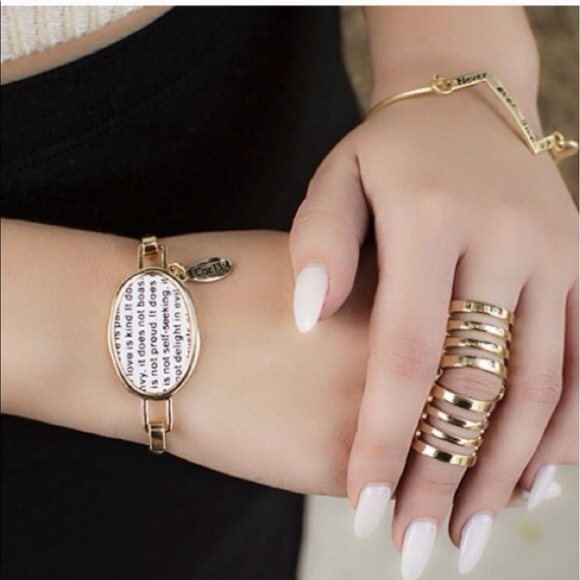 Tanya Kara Jewelry Jewelry - What's Love? Corinthians 13:4 Gold Bracelet Tanya Kara Jewelry Jewelry - What's Love? Corinthians 13:4 Gold Bracelet