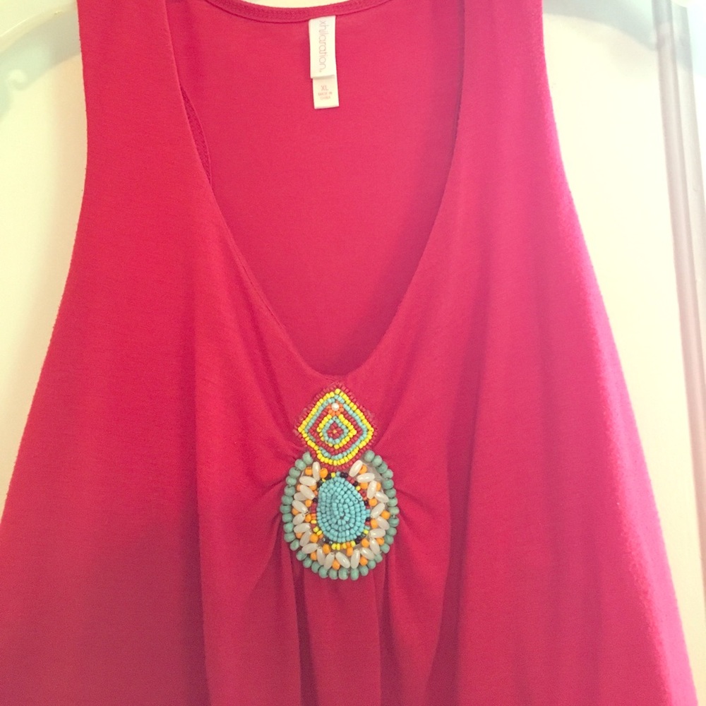 Xhilaration red tank with bead detail