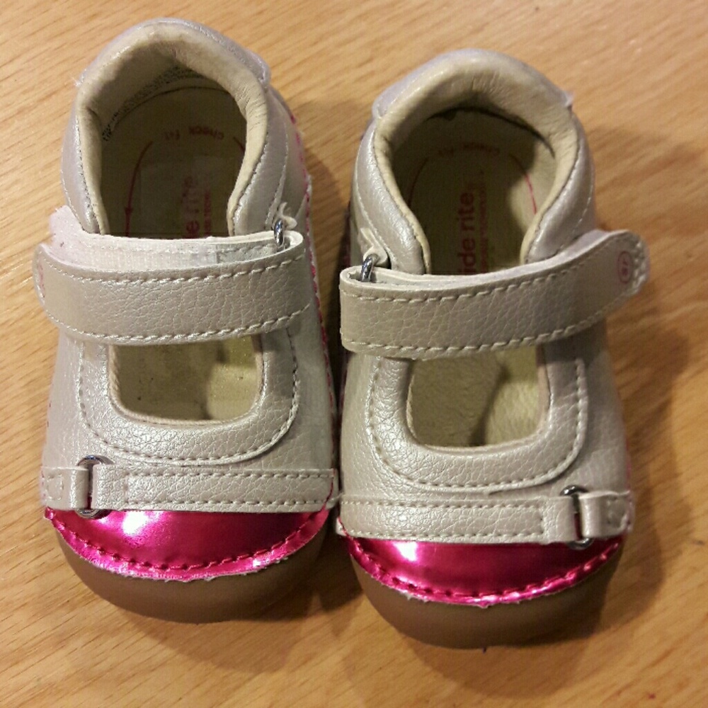 Baby Stride Rite silver and pink shoes