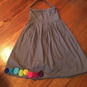 LK designs gray sundress with floral detail