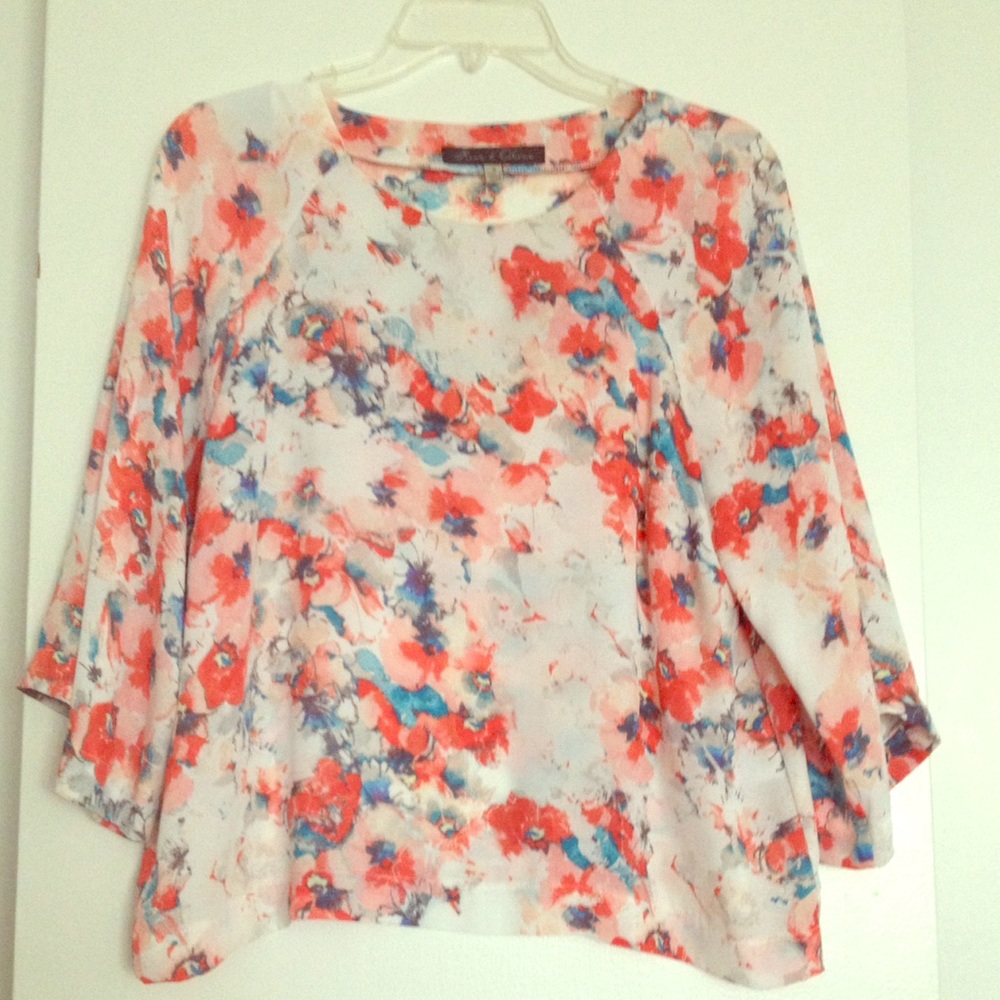 Floral Rose & Olive Top