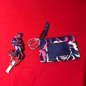Vera Bradley Zip ID Case & Lanyard in Katalina Pin
