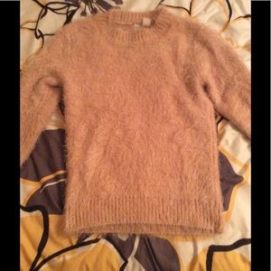 F21 Pink Fuzzy Crop Sweater
