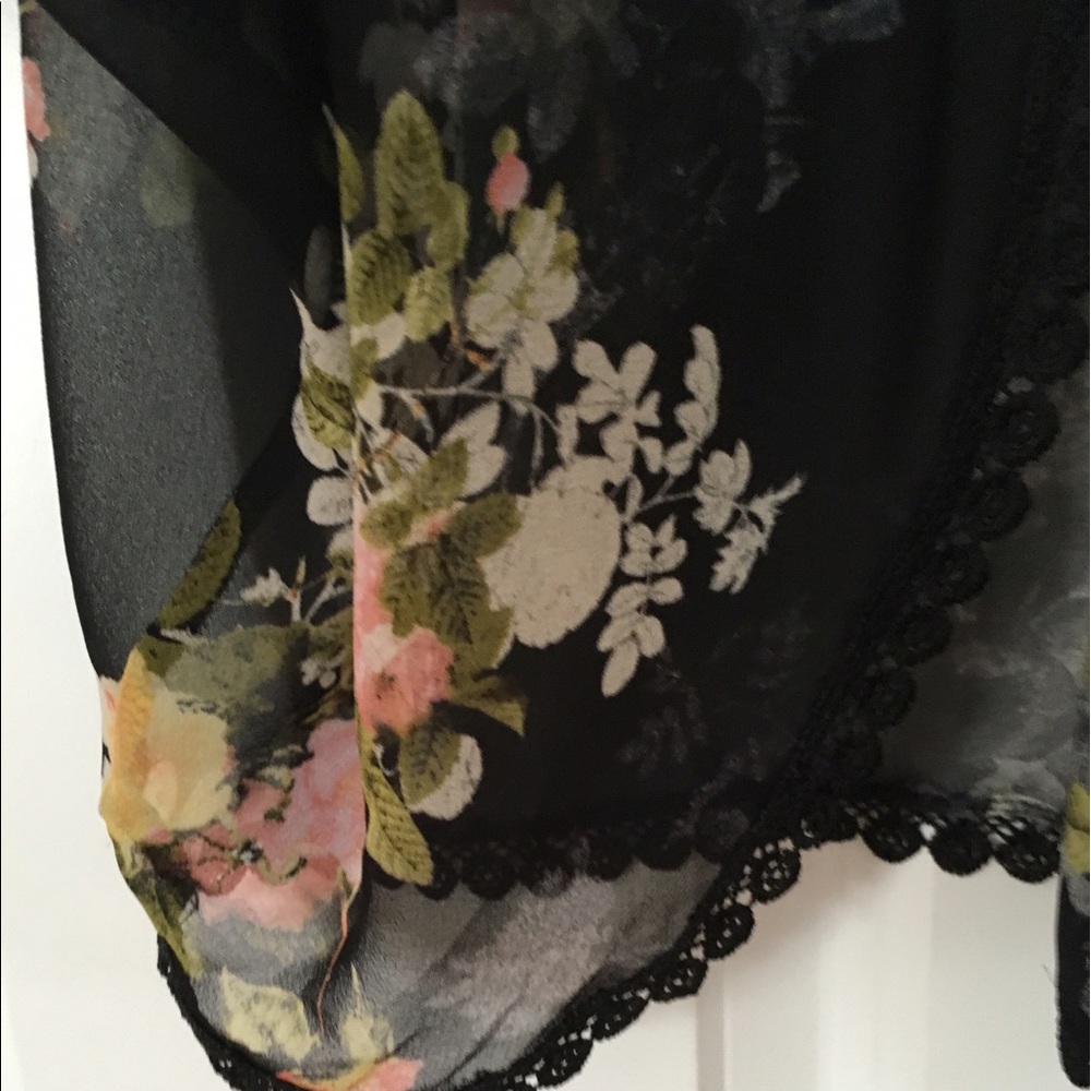 Black floral sheer jacket