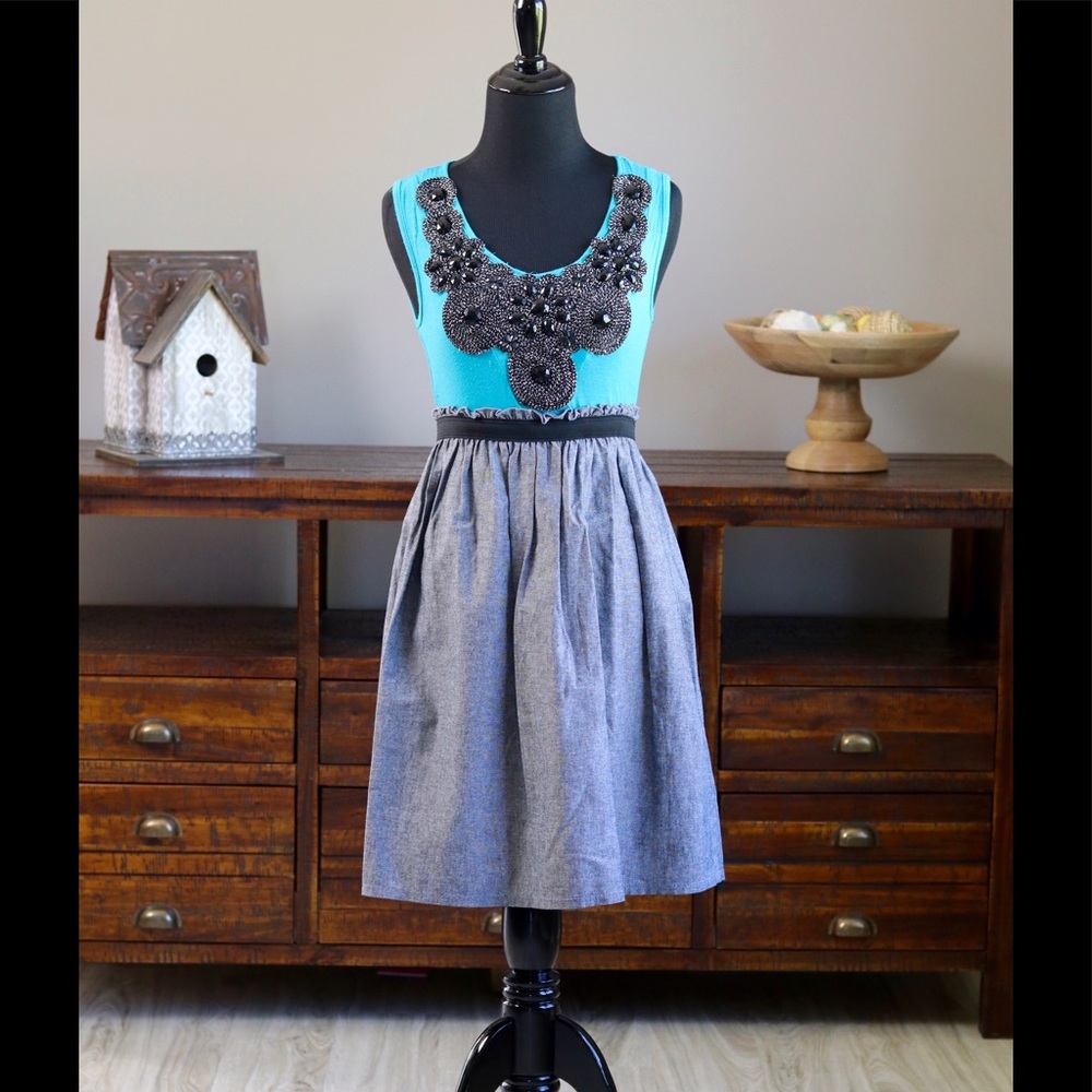 Women's summer dress with beaded front