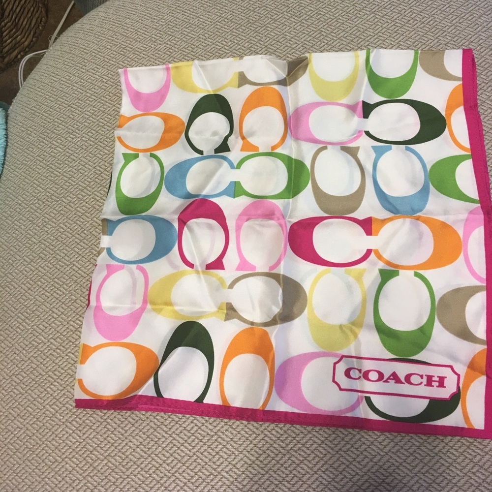 Silk coach scarf with multi colored C .