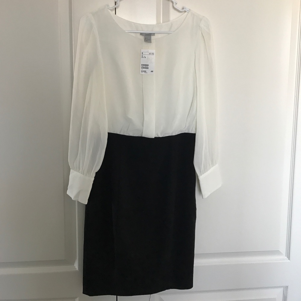 NWT H&M black and white shift dress