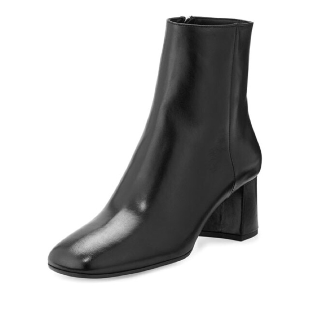 Block Heel Leather Boots/Booties Square Toe