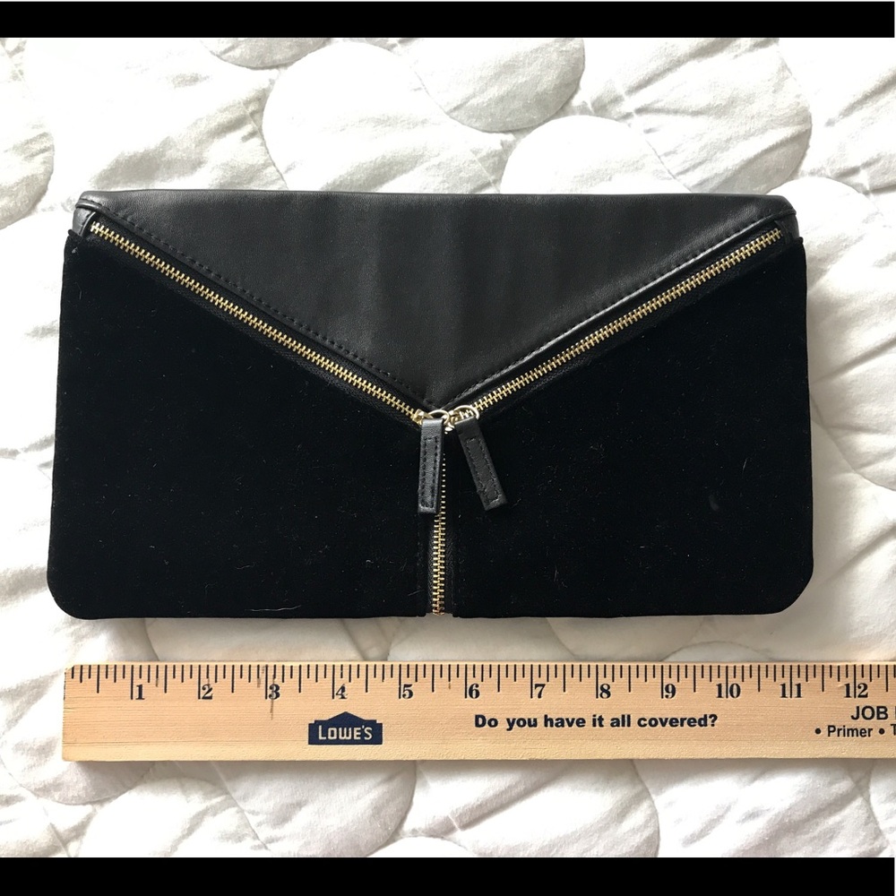 💄Rich Ebony Velour Zipper accent Clutch💄