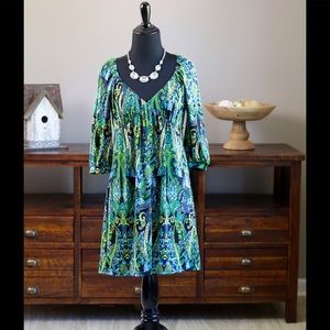 Women's paisley 3/4 sleeve dress